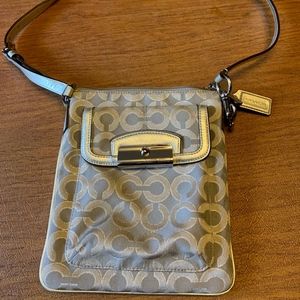 Coach Signature Metallic Silver Small Crossbody